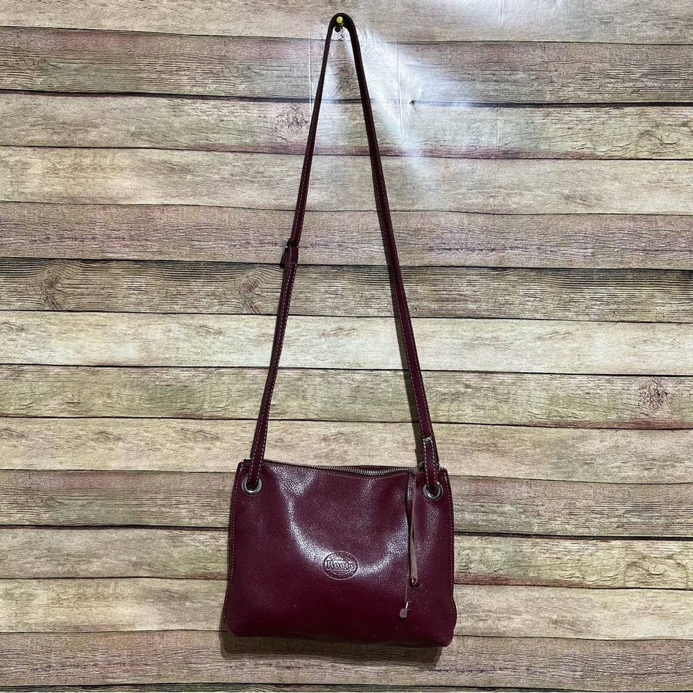 Roots Burgendy Leather Crossbody